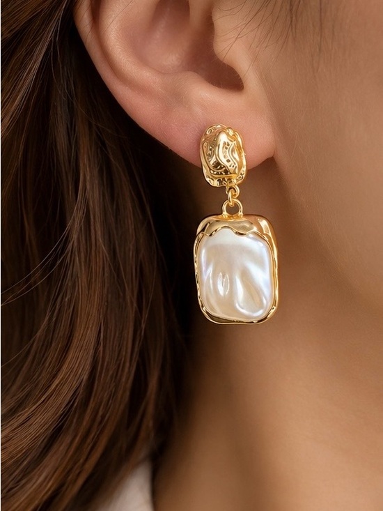Anthropologie Jewelry - Gold and Pearl Frame Drop Earrings